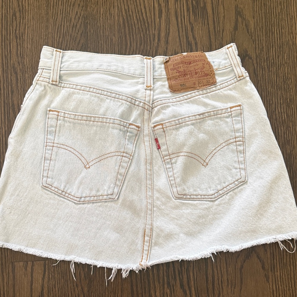 Levi's reconstructed Light Denim Mini Skirt with Frayed Hem